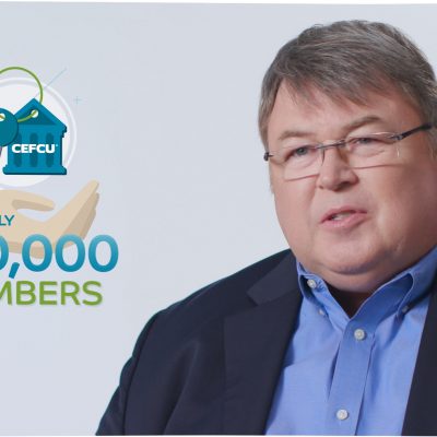 Image of a man talking about CEFCU's 330,000 members.